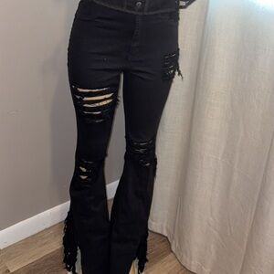 Chic Black Distressed Pants